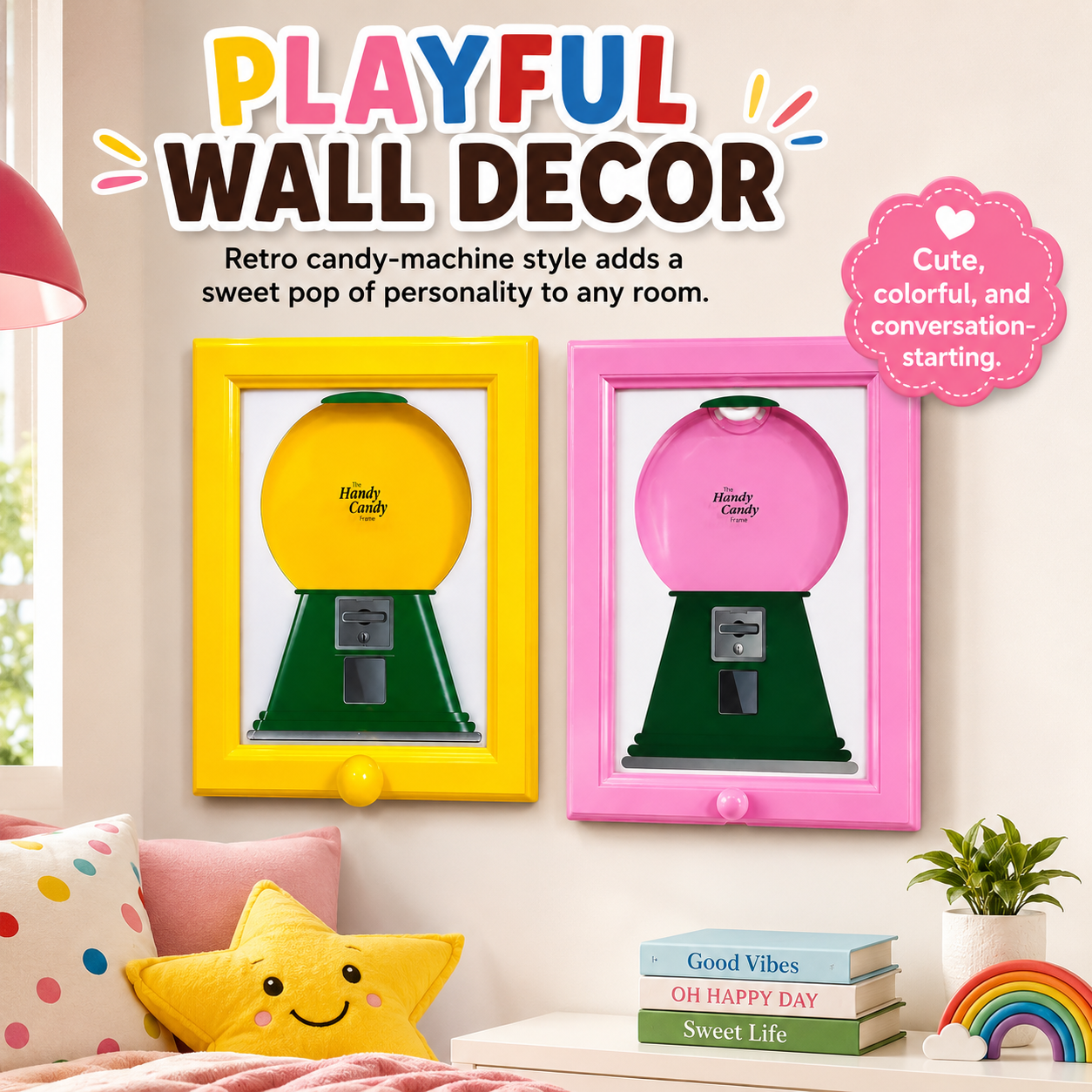 Candy Machine Treat Frame, Fillable Candy Dispenser Frame for Kids Room, Kitchen, Playroom, Party Candy Bar & Home Décor