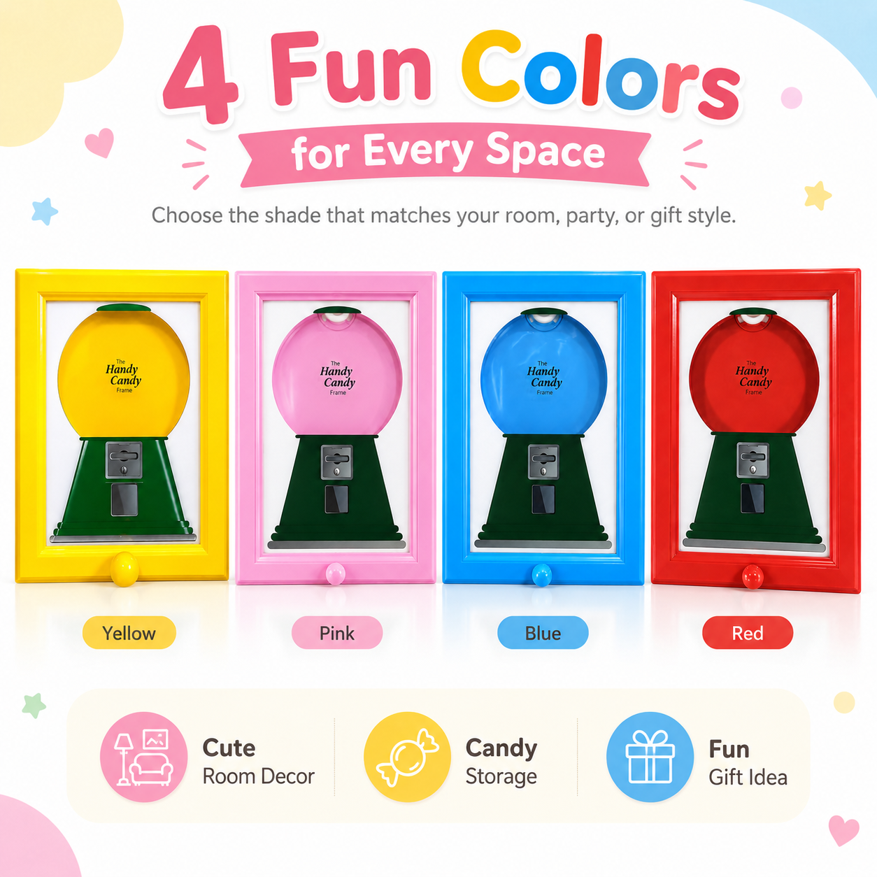 Candy Machine Treat Frame, Fillable Candy Dispenser Frame for Kids Room, Kitchen, Playroom, Party Candy Bar & Home Décor