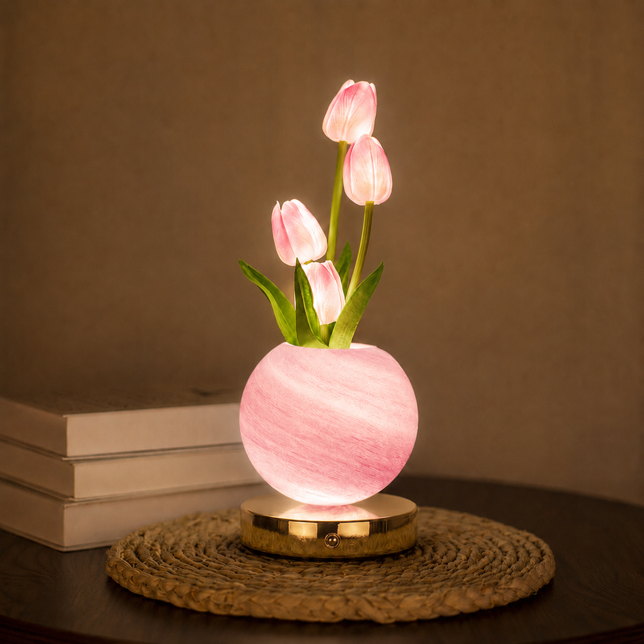 Rechargeable Tulip Flower Table Lamp 🌷 Planet Vase Night Light with Touch Dimming, 3 Color LED Modes, USB Decorative Floral Lamp for Bedroom, Desk, Living Room & Gifts