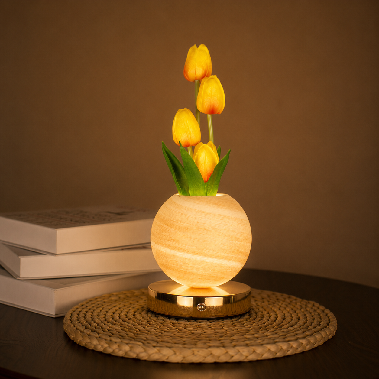 Rechargeable Tulip Flower Table Lamp 🌷 Planet Vase Night Light with Touch Dimming, 3 Color LED Modes, USB Decorative Floral Lamp for Bedroom, Desk, Living Room & Gifts