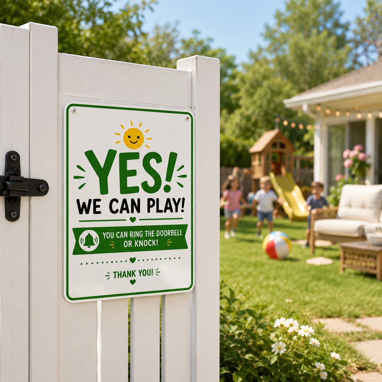 Double-Sided Reversible Playtime Door Sign, YES/NO We Can Play Door Sign for Kids, Iron Quiet Time & Playdate Hanging Sign for Front Door, Porch, Yard, Family Home