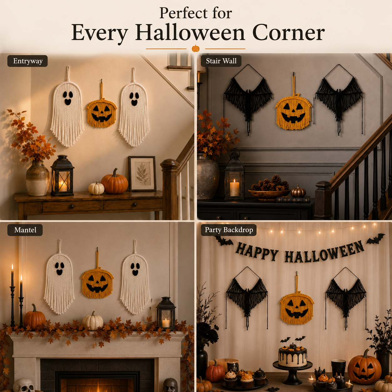 Halloween Macrame Wall Decor Set