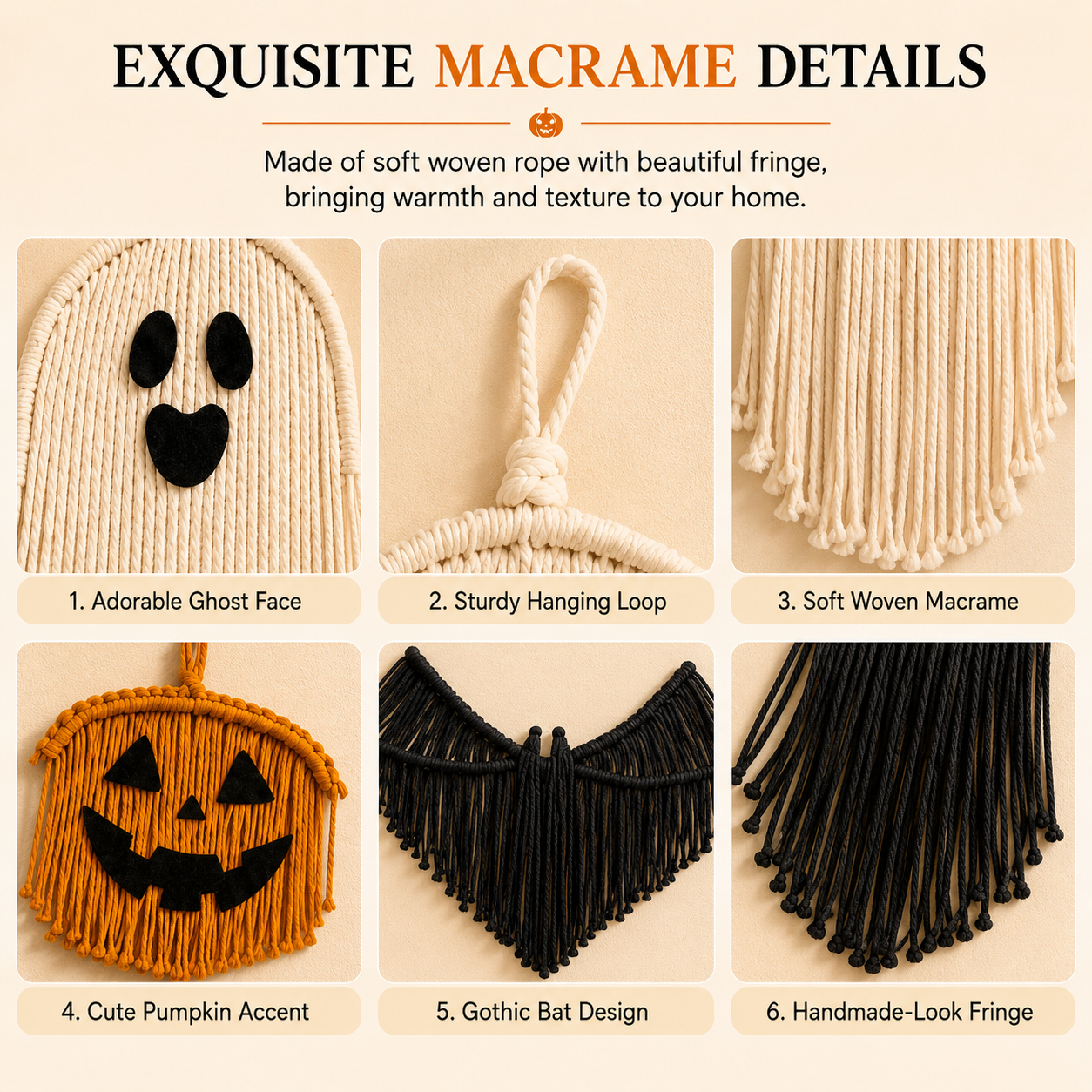 Halloween Macrame Wall Decor Set