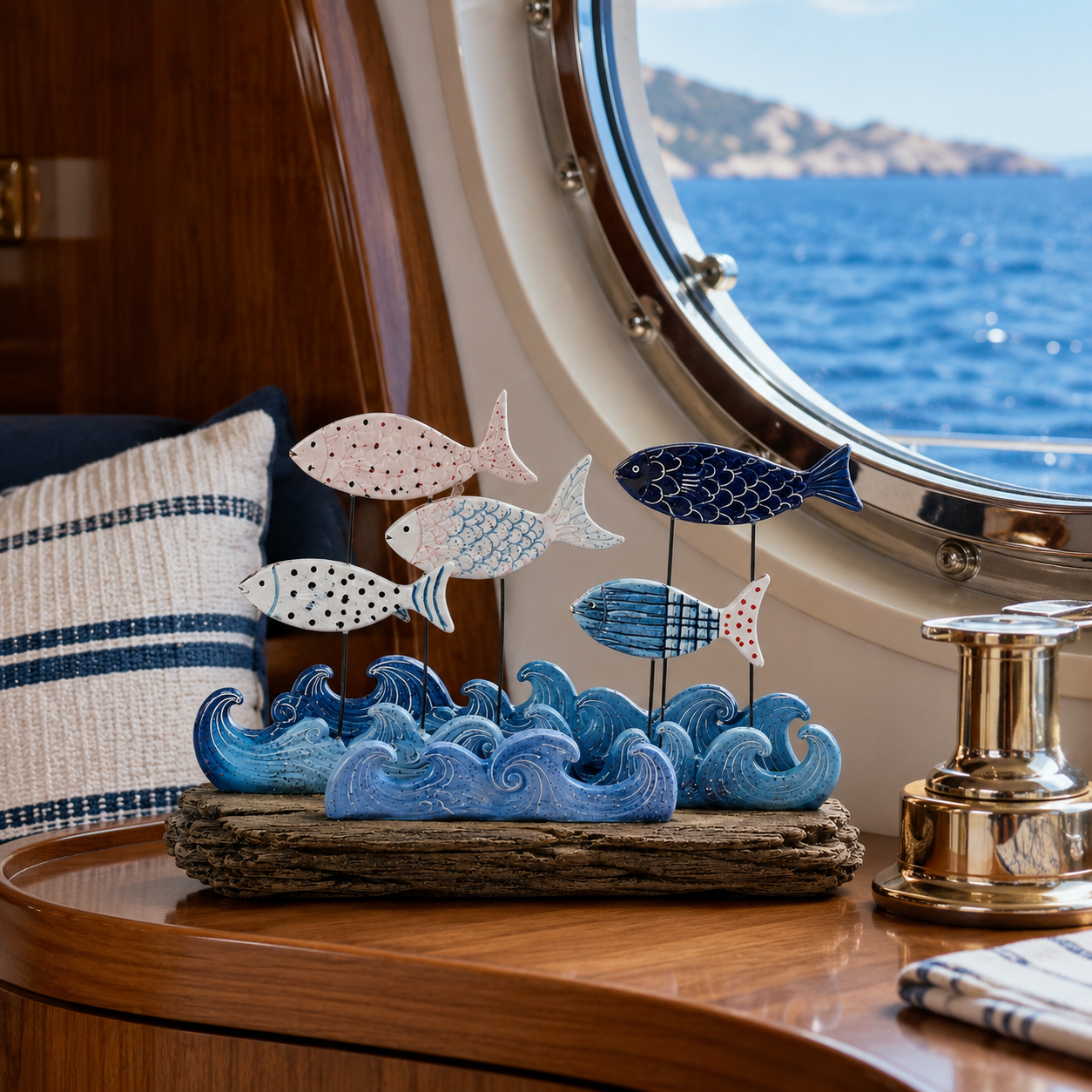 Lighted Ocean Fish & Wave Decor