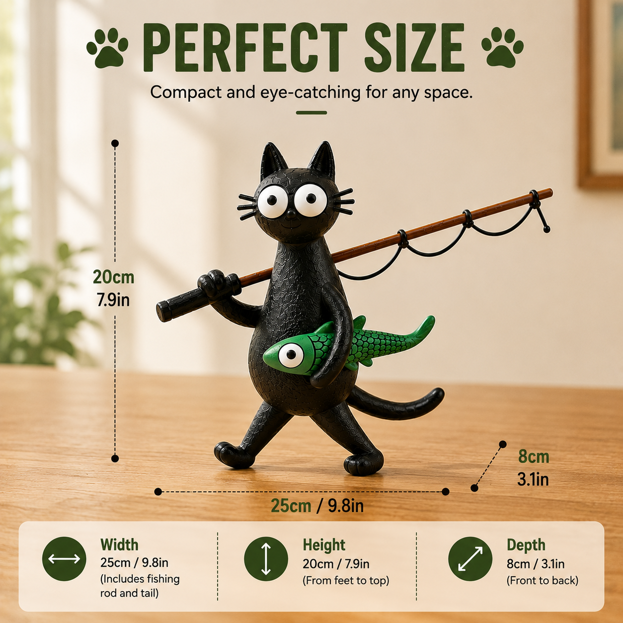 Funny Fishing Cat Figurine