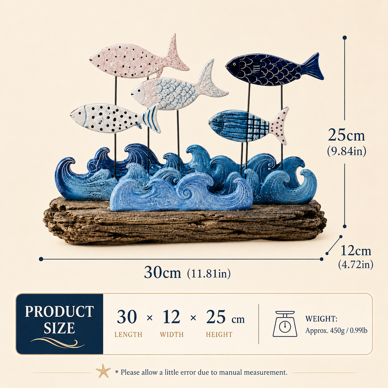 Lighted Ocean Fish & Wave Decor