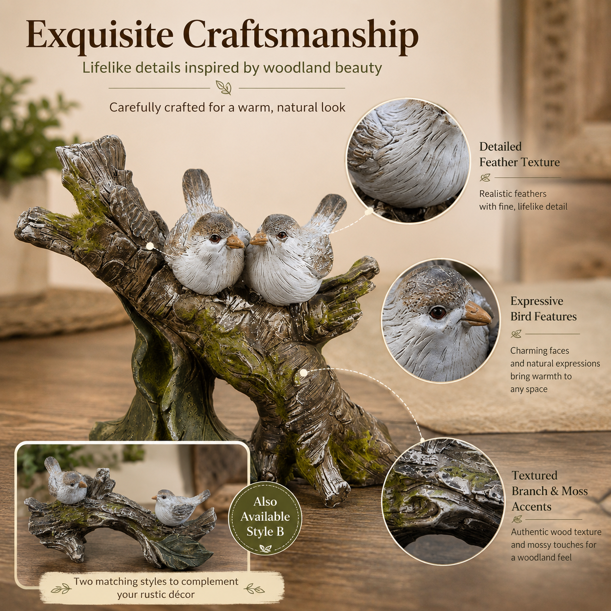Woodland Companions Bird Figurine