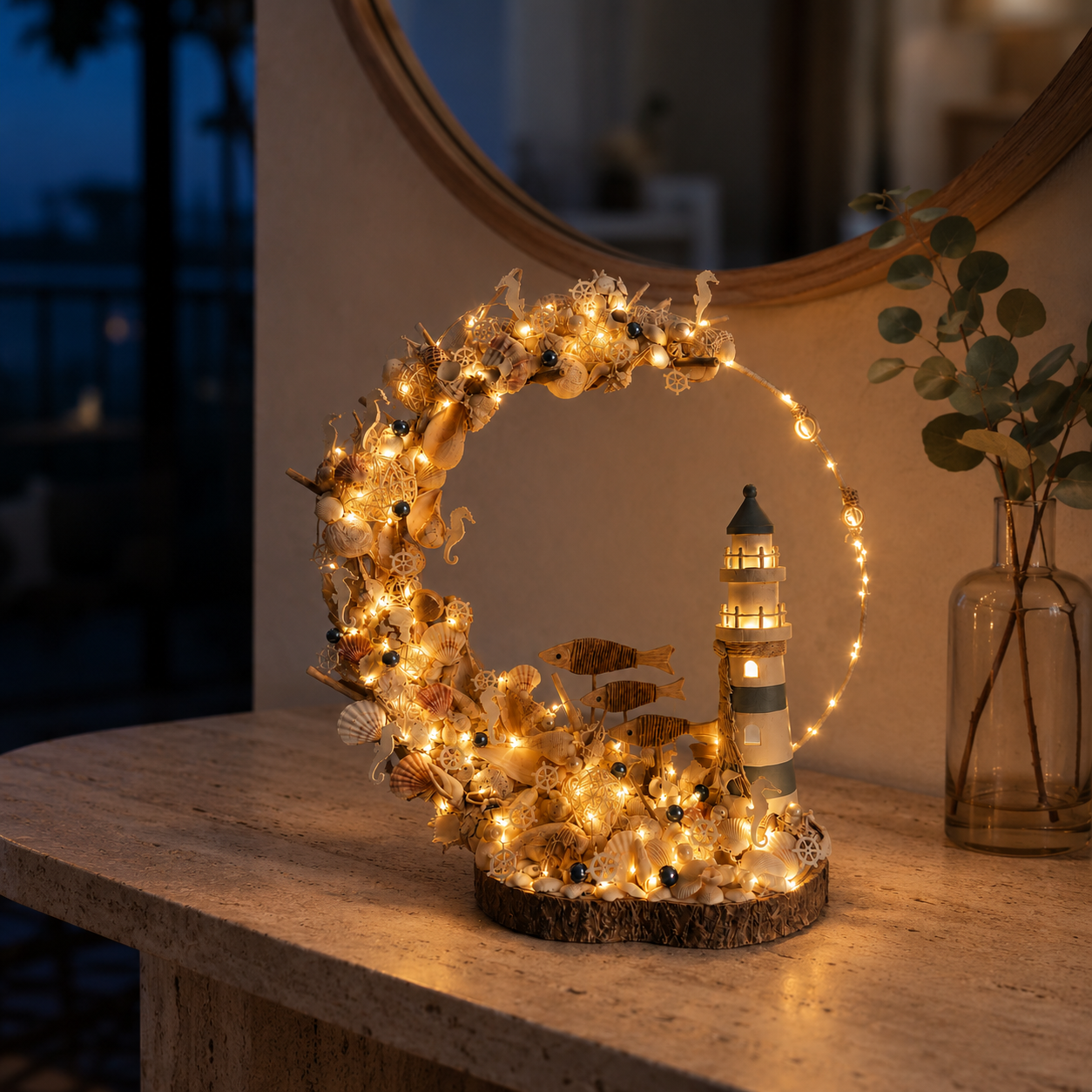 Lighted Coastal Lighthouse Decor