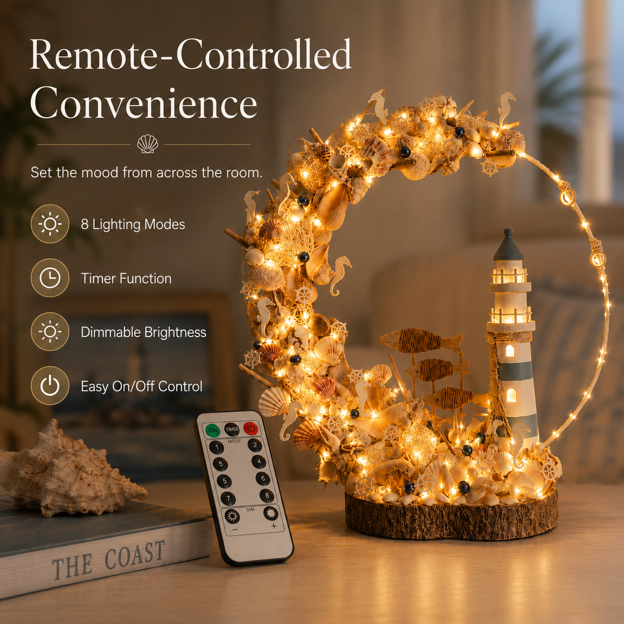 Lighted Coastal Lighthouse Decor