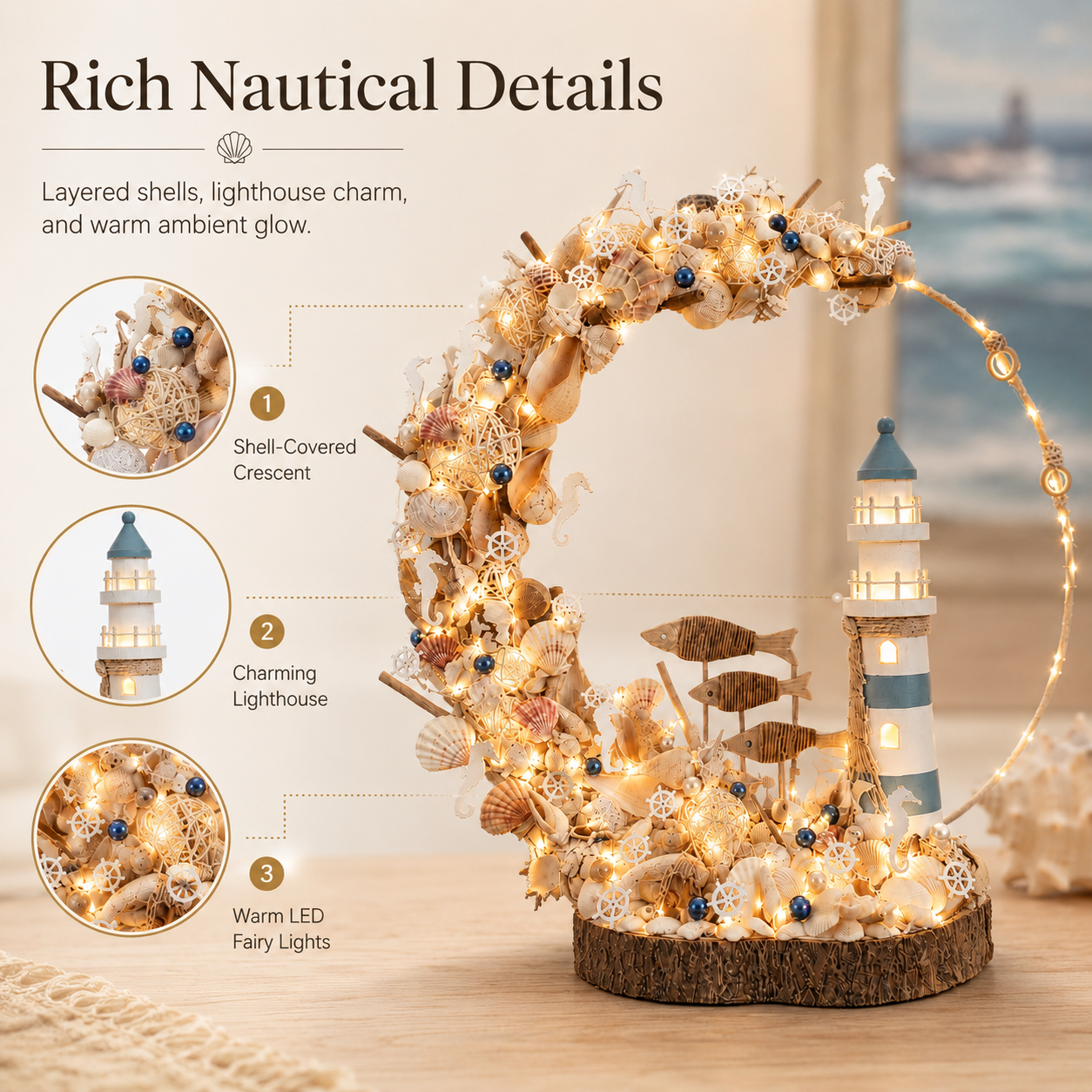 Lighted Coastal Lighthouse Decor