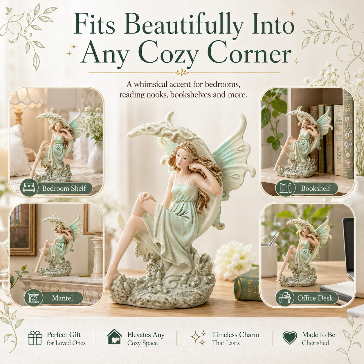 Enchanted Crescent Moon Fairy Figurine