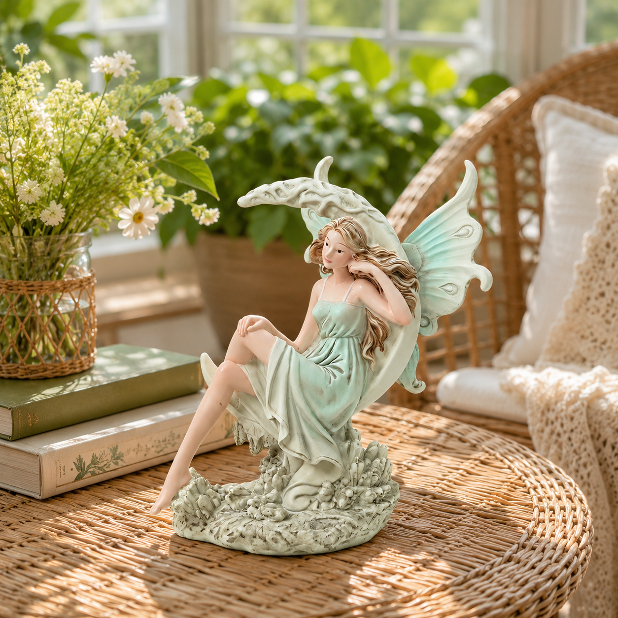 Enchanted Crescent Moon Fairy Figurine