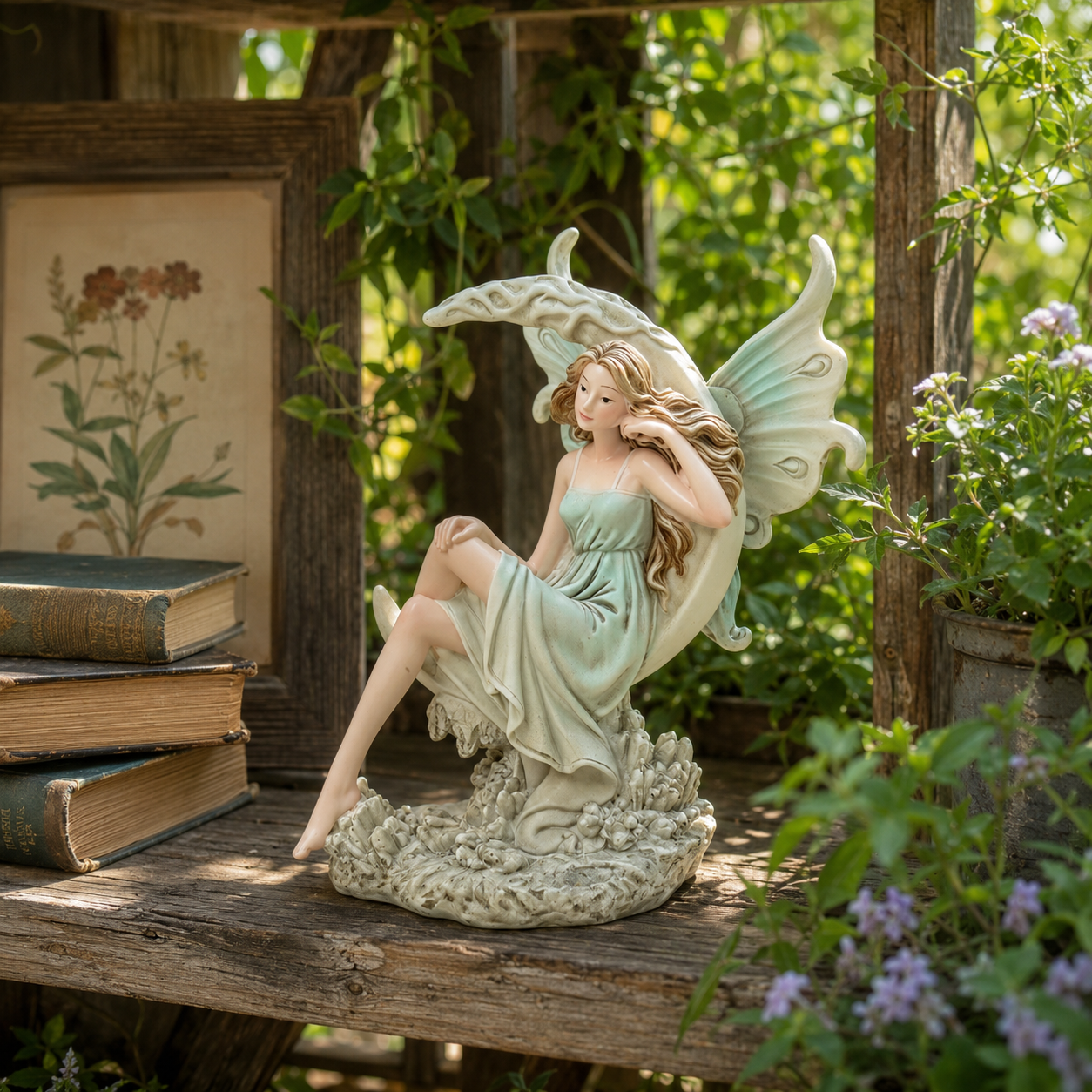 Enchanted Crescent Moon Fairy Figurine