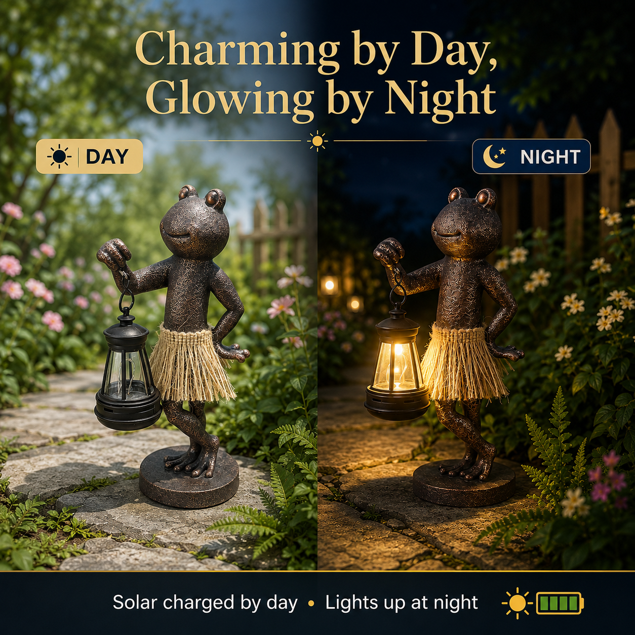 Solar Frog Garden Lantern