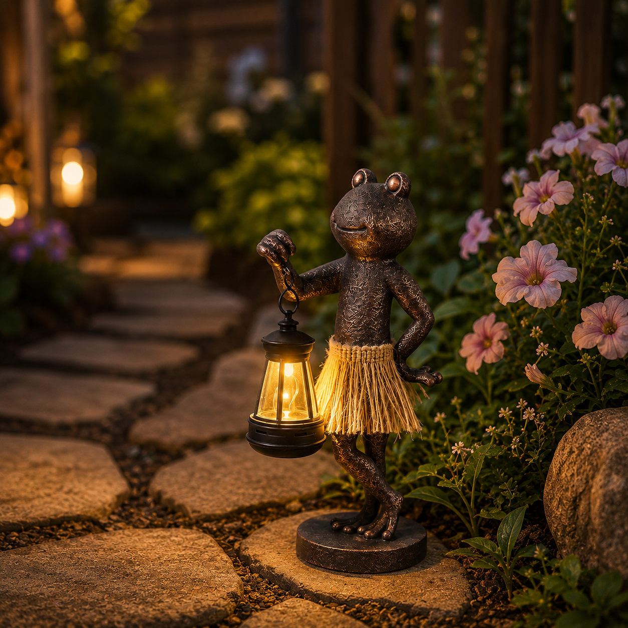 Solar Frog Garden Lantern