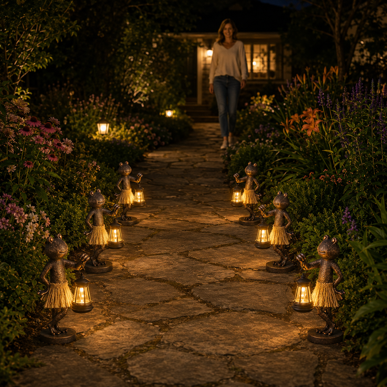 Solar Frog Garden Lantern