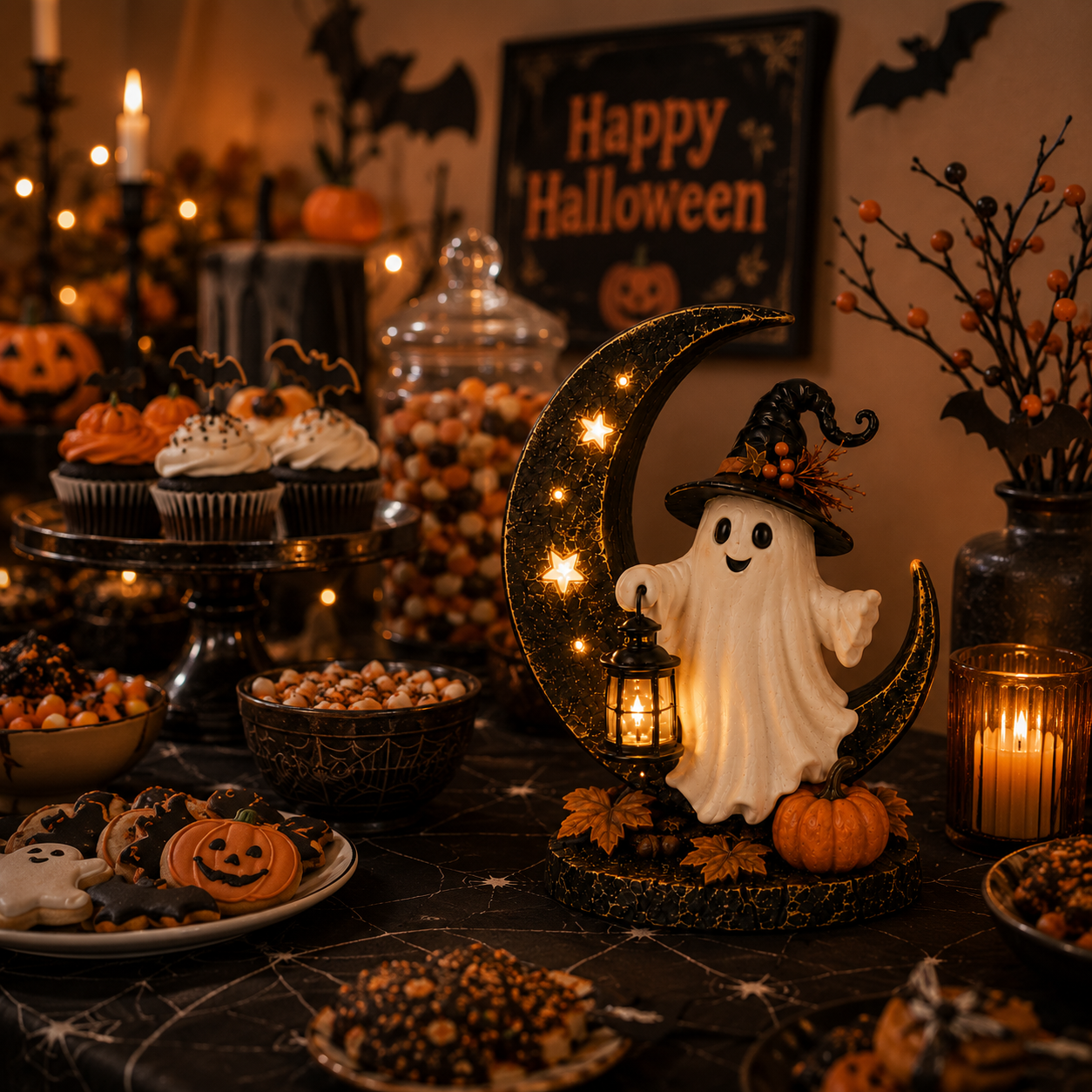 Moonlit Boo Ghost Lantern Figurine
