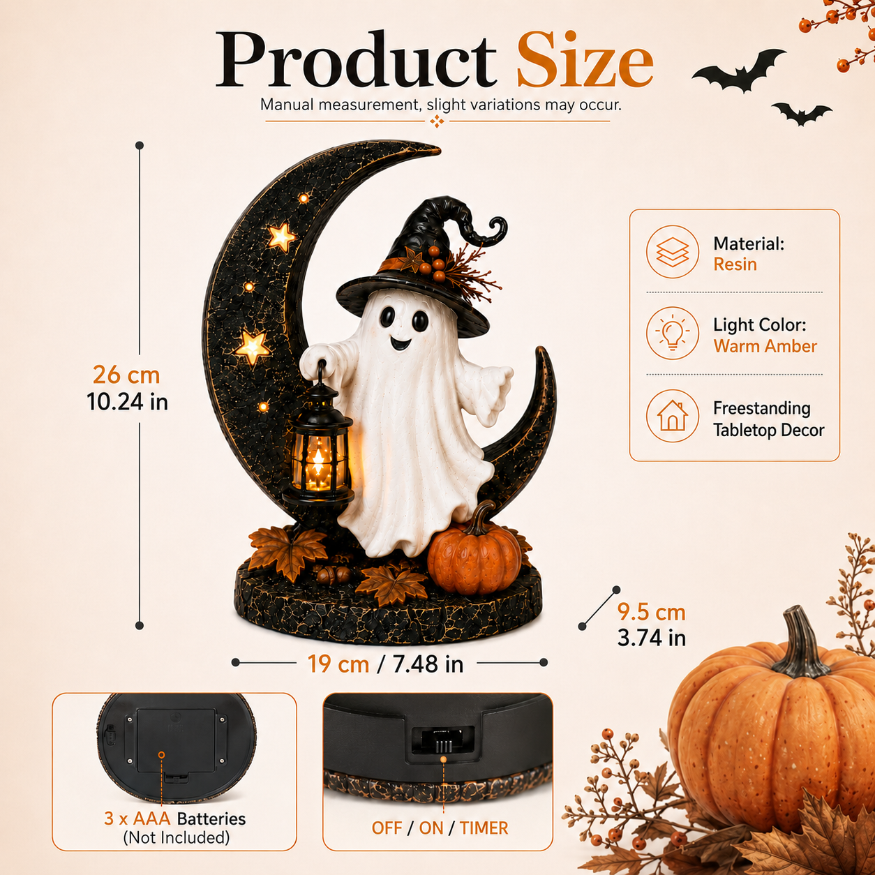 Moonlit Boo Ghost Lantern Figurine