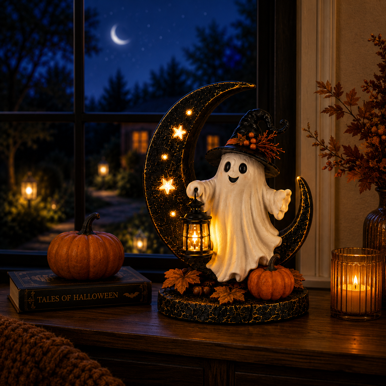 Moonlit Boo Ghost Lantern Figurine