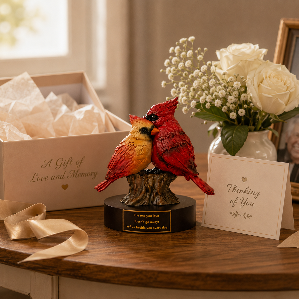Cardinal Couple Memorial Figurine