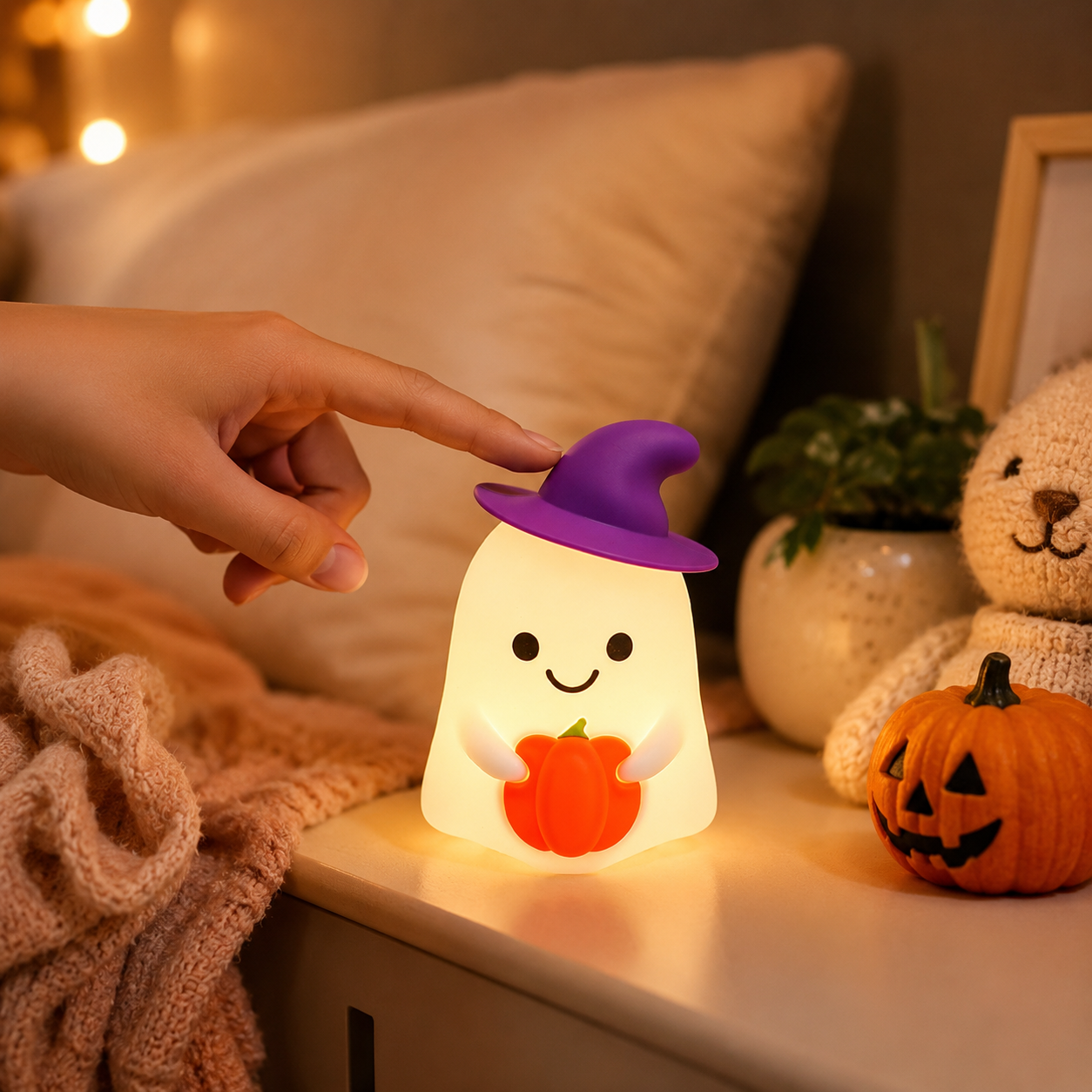 Pumpkin Witch Ghost Tap Night Light