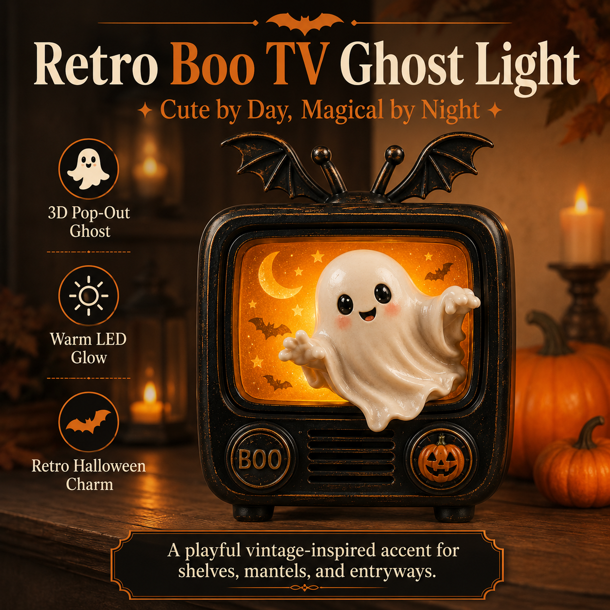 Retro Boo TV Ghost Light