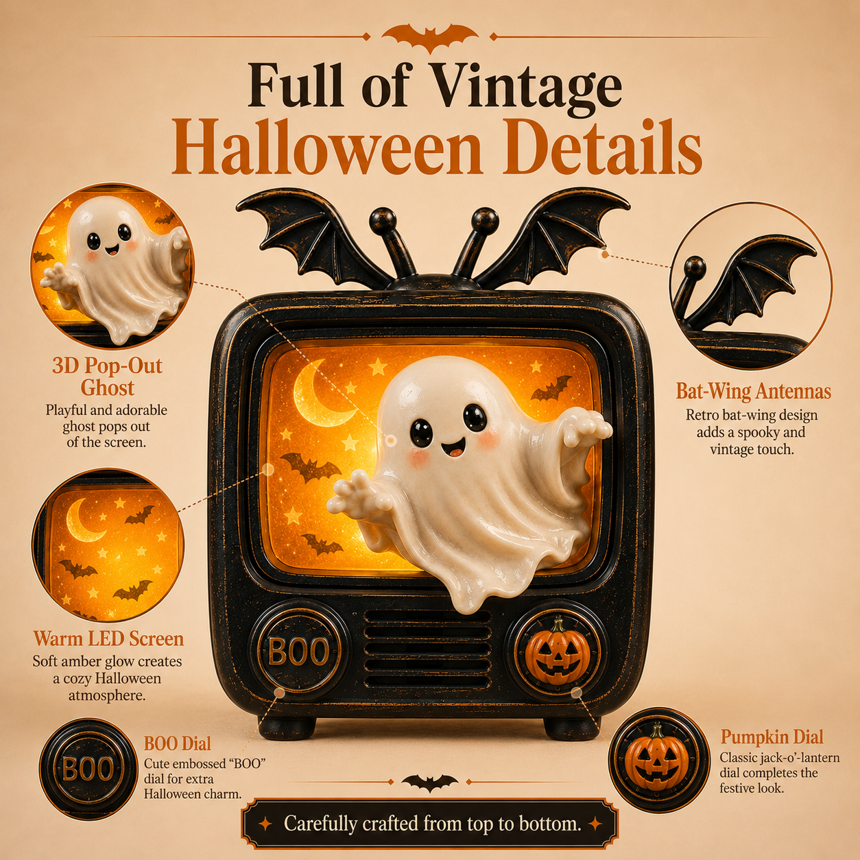Retro Boo TV Ghost Light