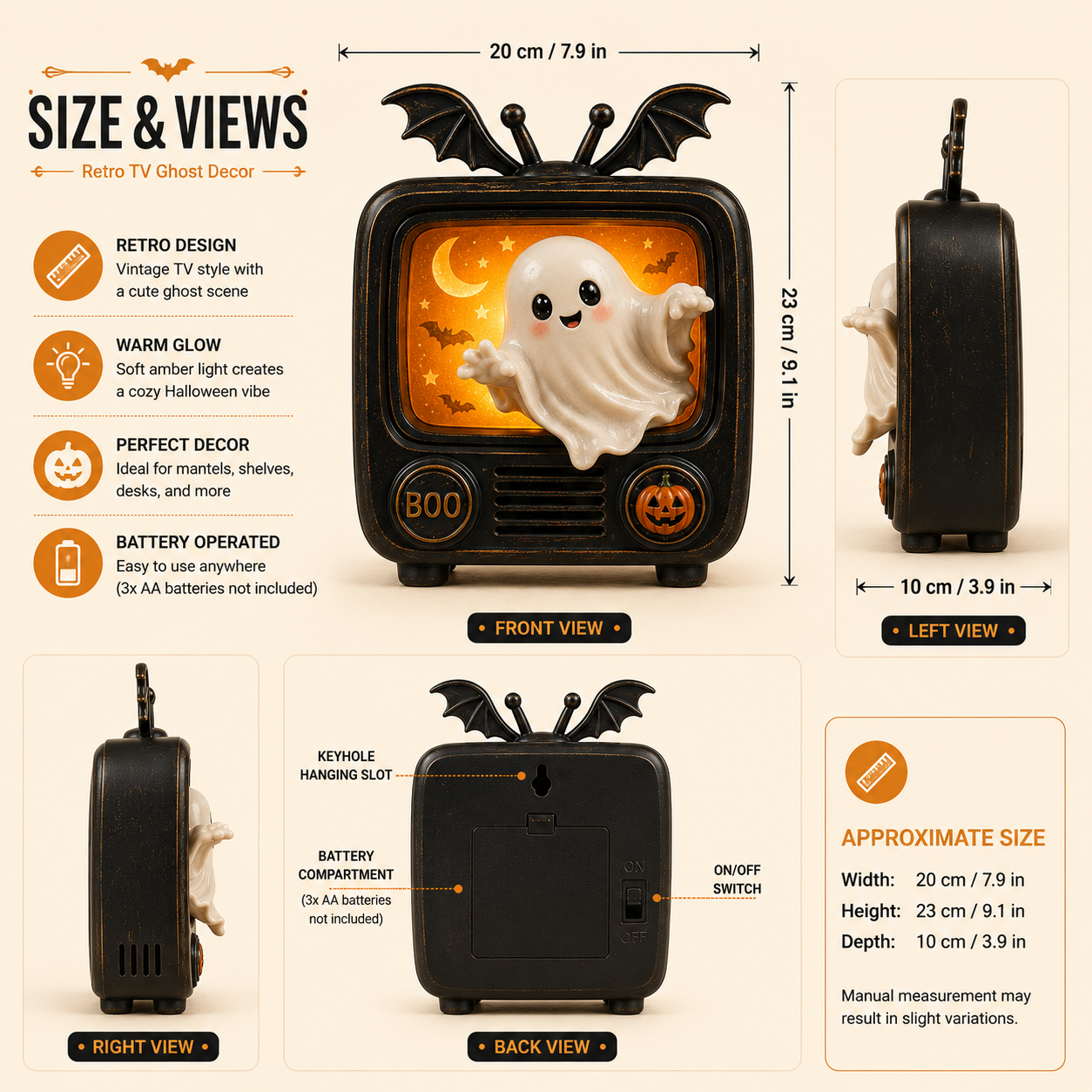 Retro Boo TV Ghost Light