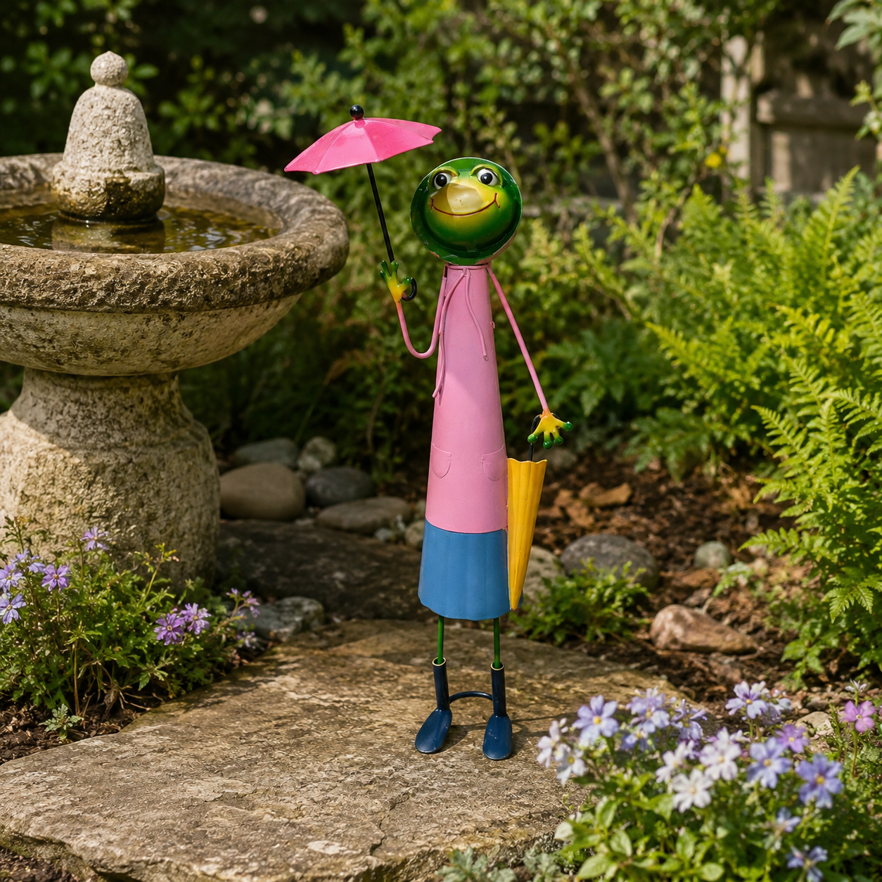 Rainy Day Frog Lady Garden Statue