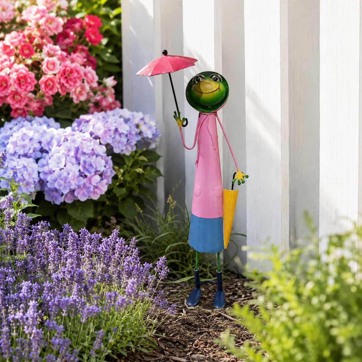 Rainy Day Frog Lady Garden Statue
