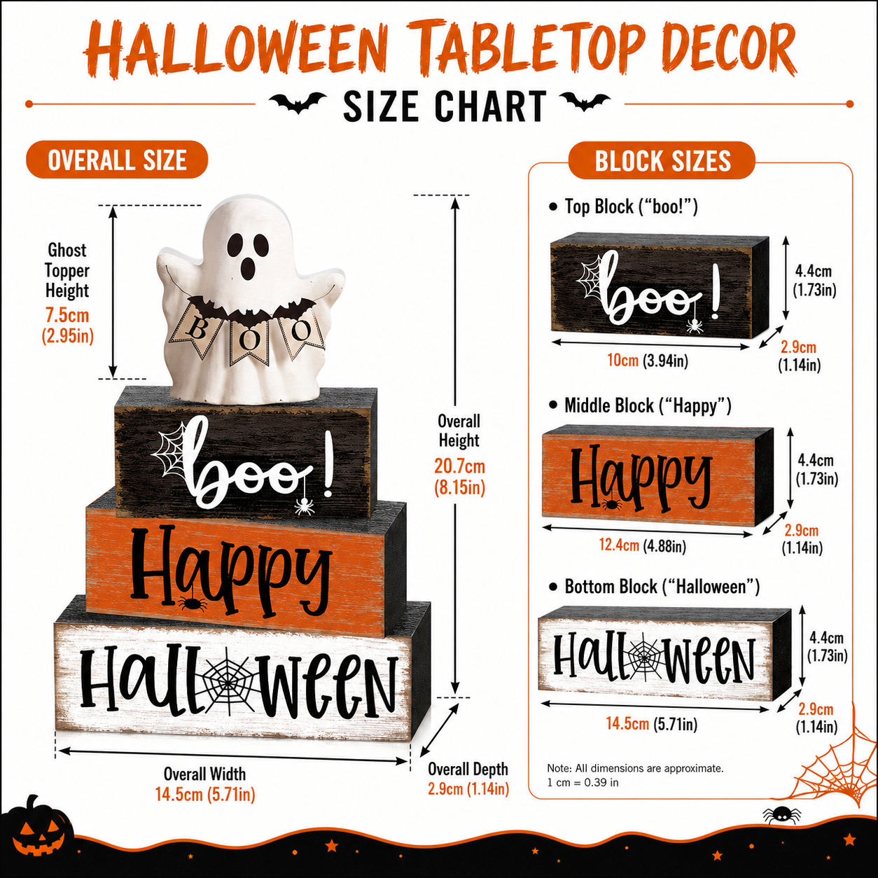 Happy Boo Halloween Stacked Block Sign
