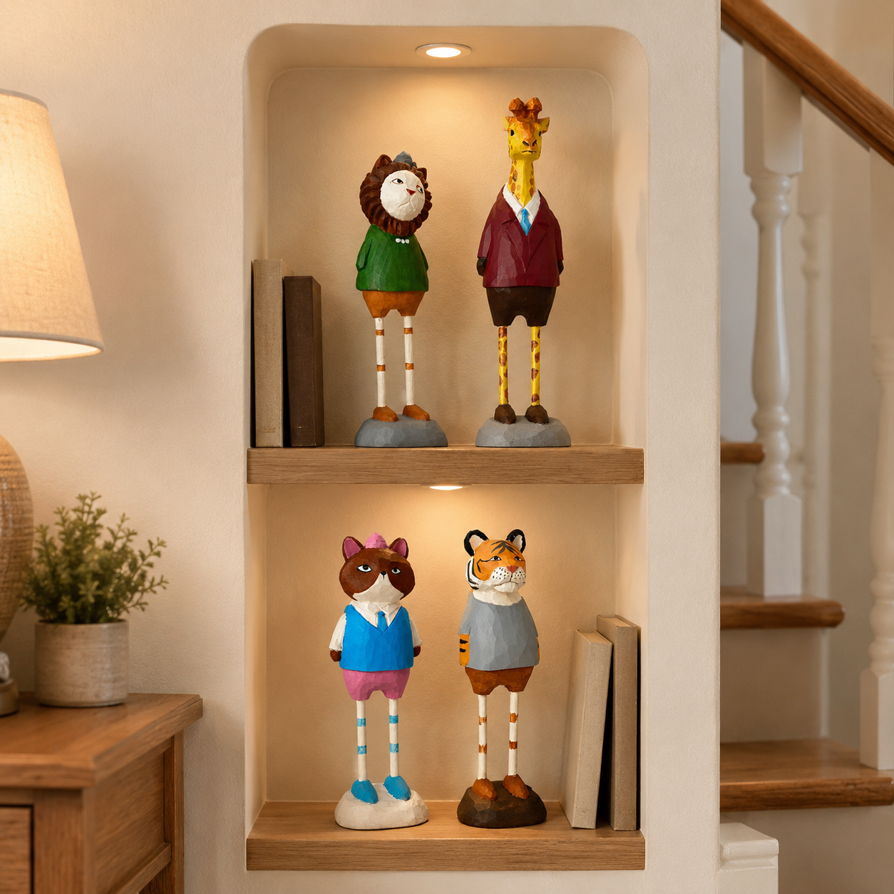Forest Gentlemen Wooden Animal Figurine Set