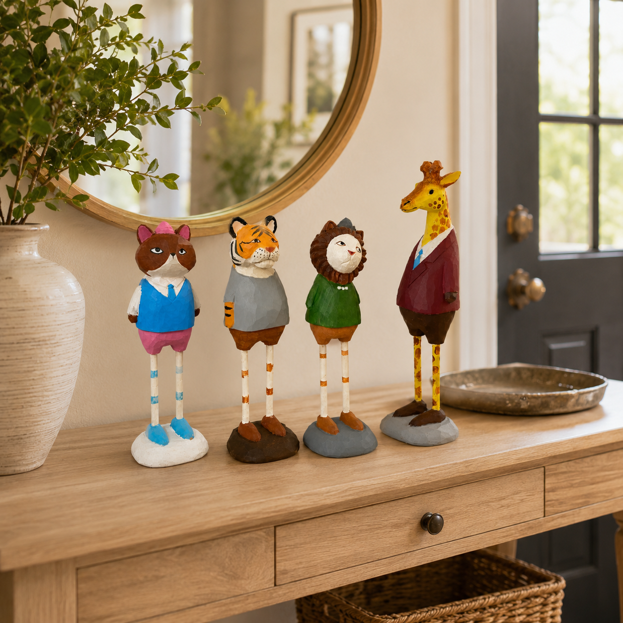 Forest Gentlemen Wooden Animal Figurine Set