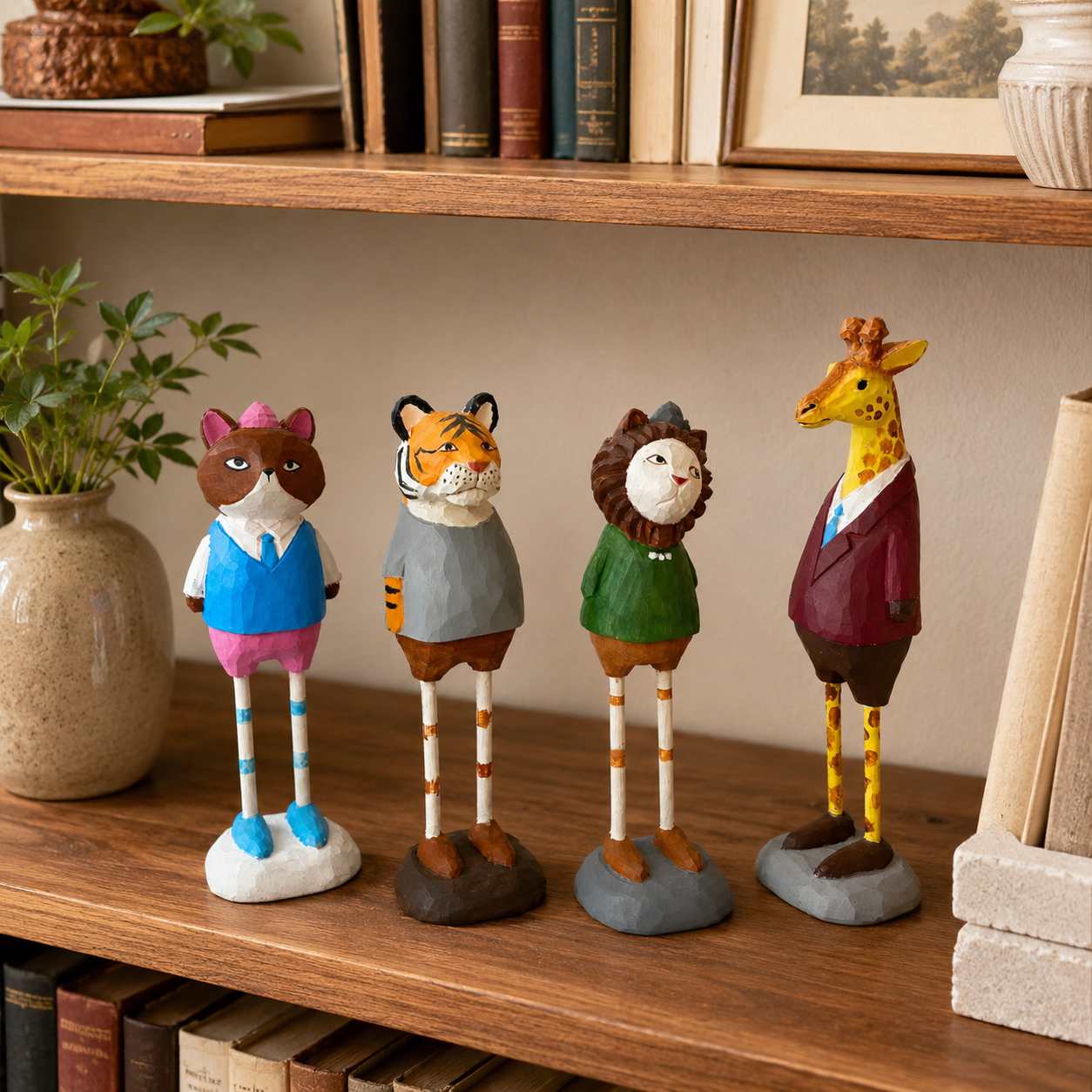 Forest Gentlemen Wooden Animal Figurine Set