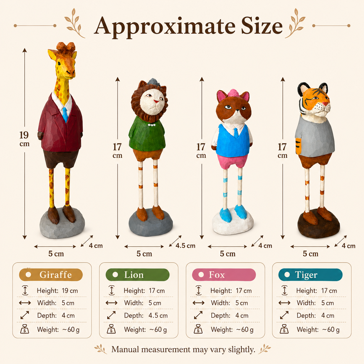 Forest Gentlemen Wooden Animal Figurine Set
