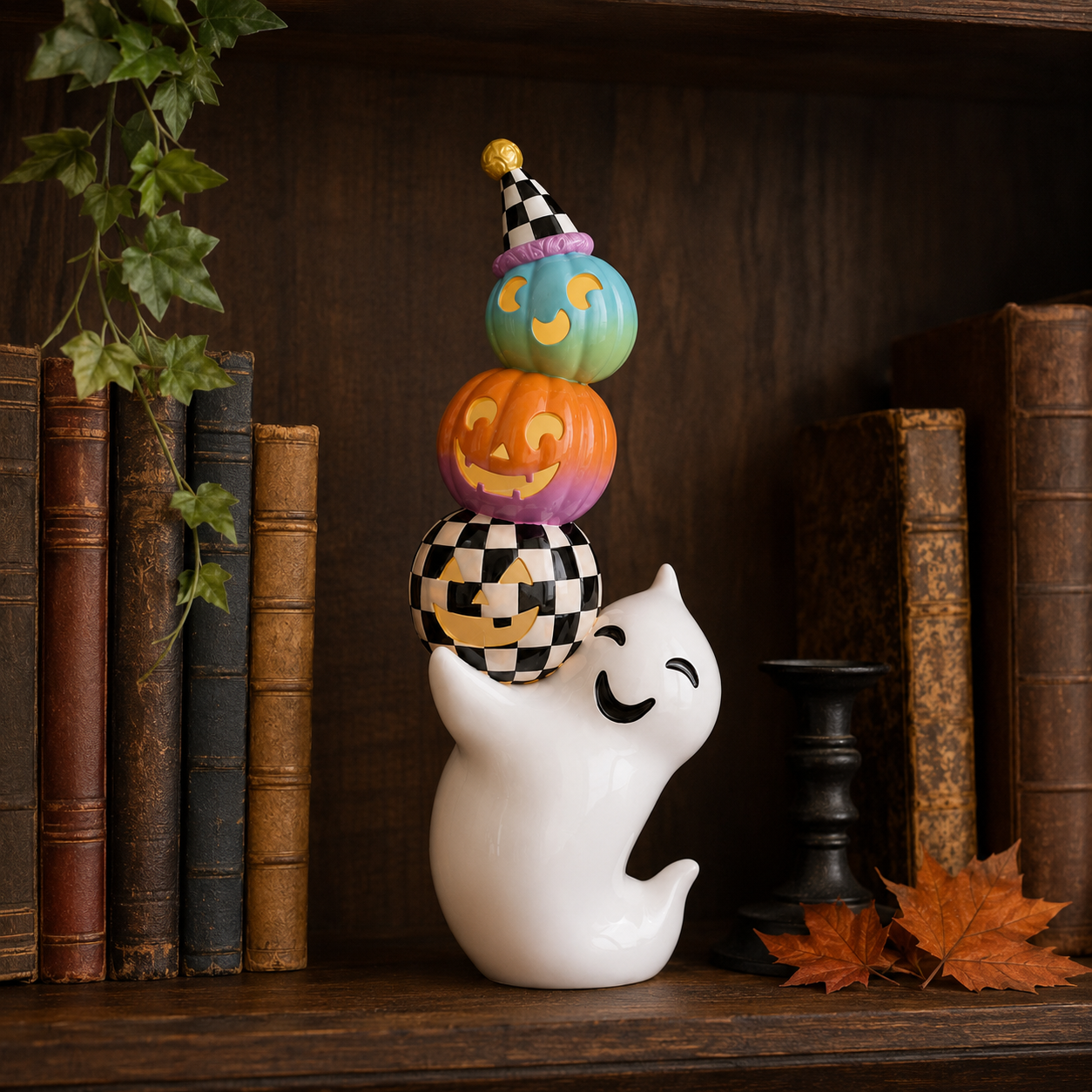 Whimsical Ghost Pumpkin Stack Light
