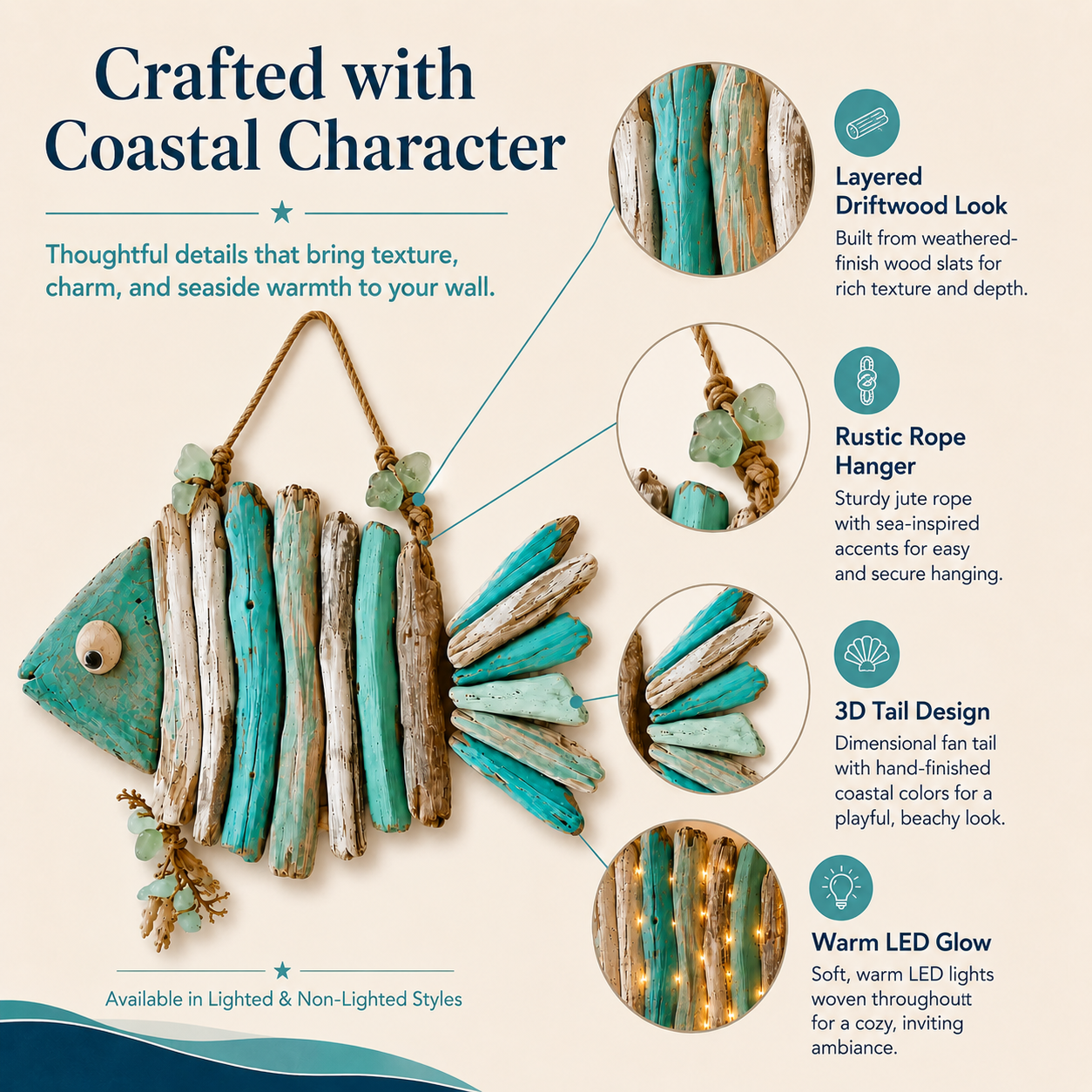 Coastal Driftwood Fish Wall Decor