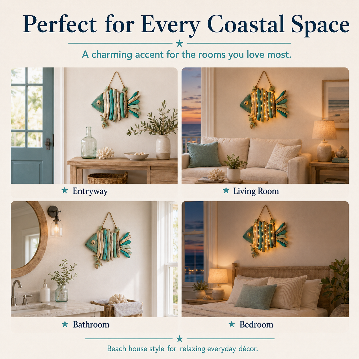 Coastal Driftwood Fish Wall Decor