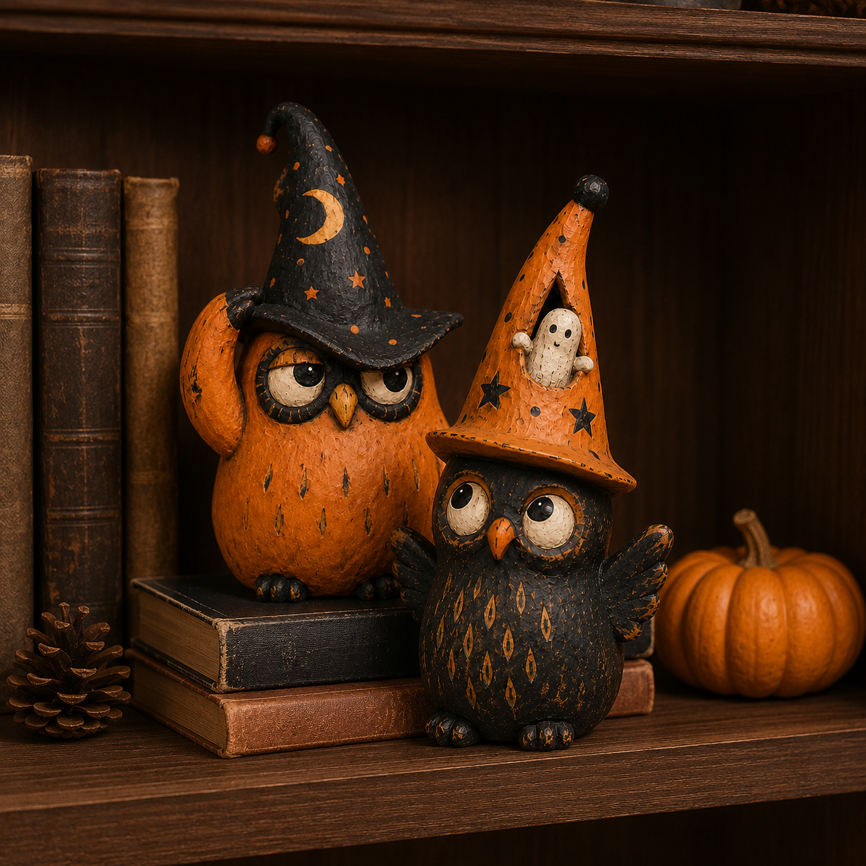 Vintage Halloween Owl Figurines