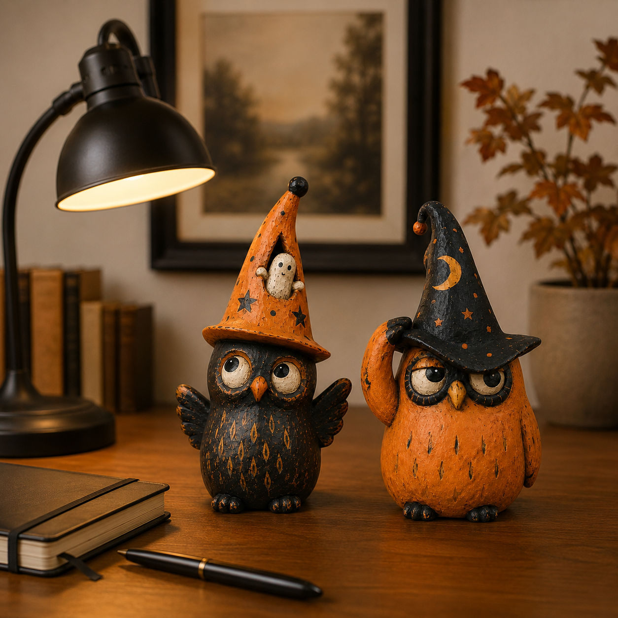 Vintage Halloween Owl Figurines
