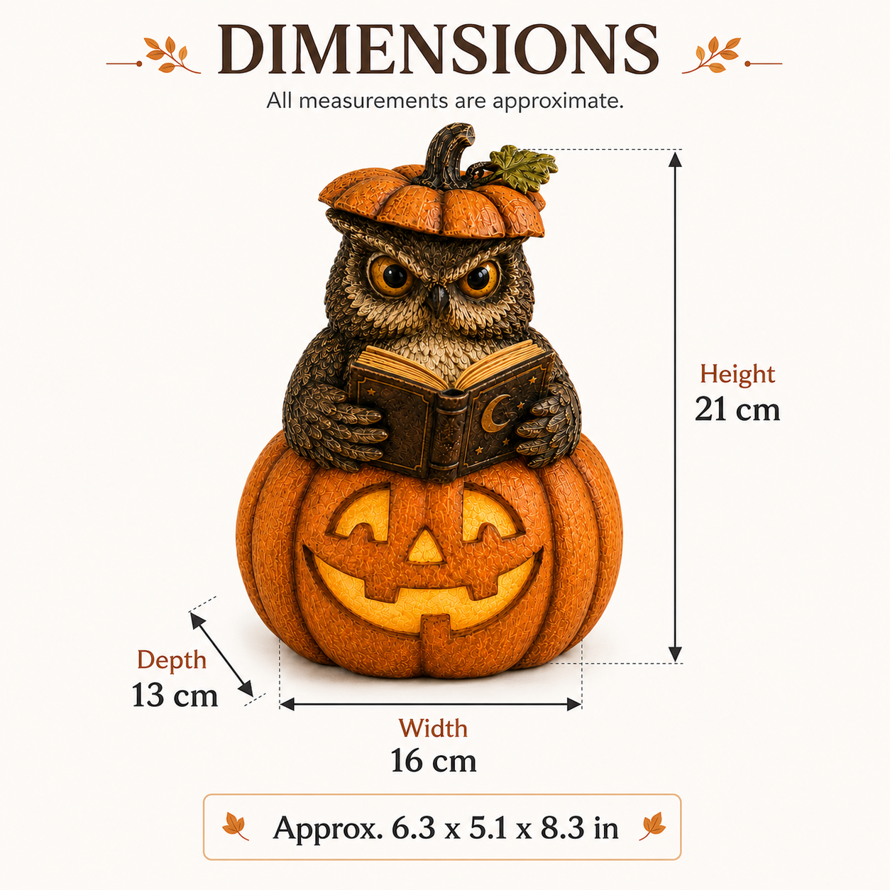 Lighted Halloween Owl Pumpkin Figurine