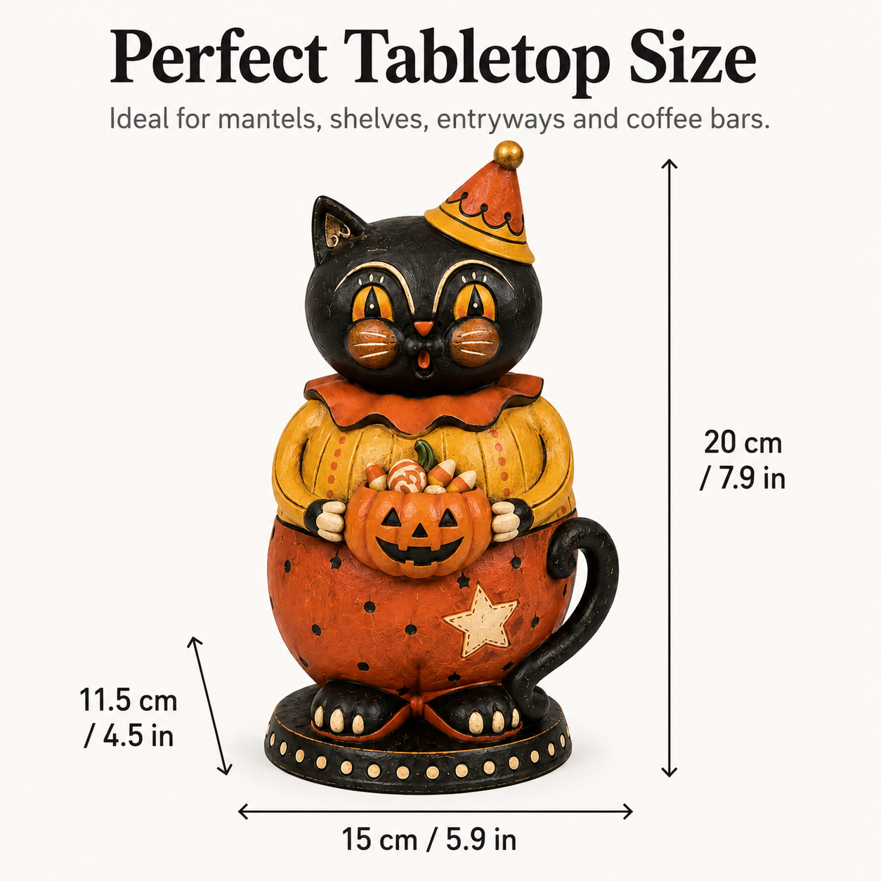 Vintage Trick-or-Treat Black Cat Figurine 🎃