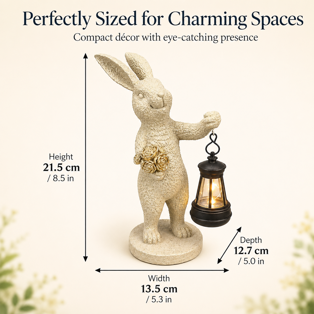 Enchanted Garden Rabbit Solar Lantern Statue