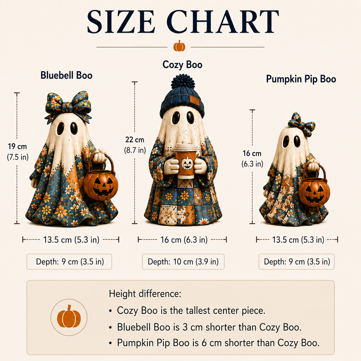 Cozy Patchwork Ghost Figurines