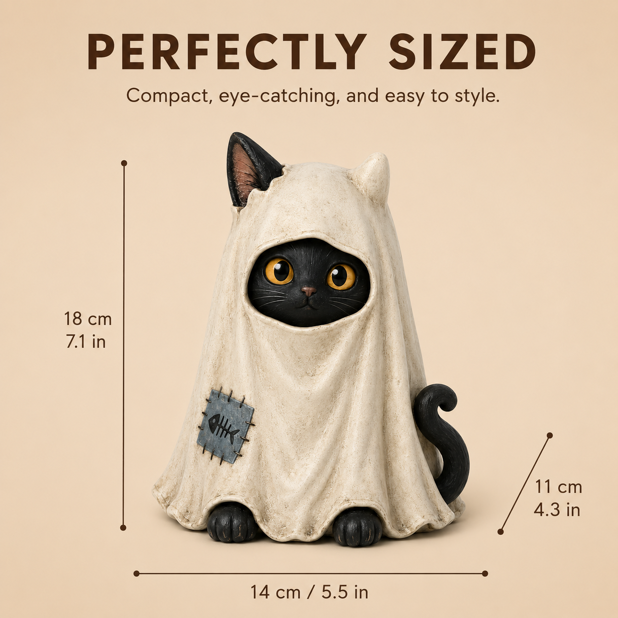 Vintage Ghost Cat Halloween Figurine