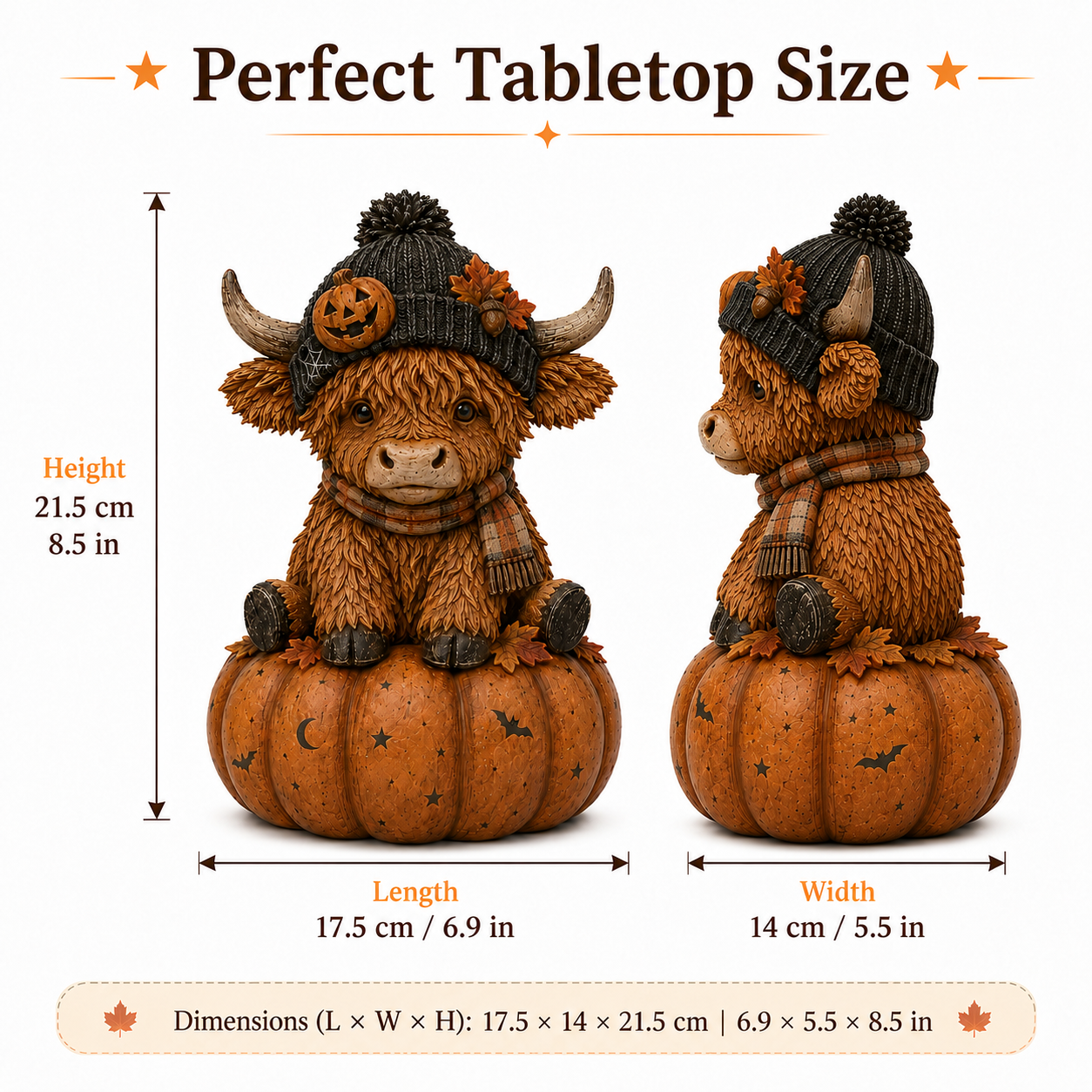 Pumpkin Patch Highland Cow Figurine