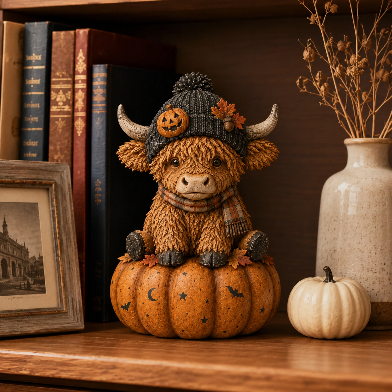 Pumpkin Patch Highland Cow Figurine