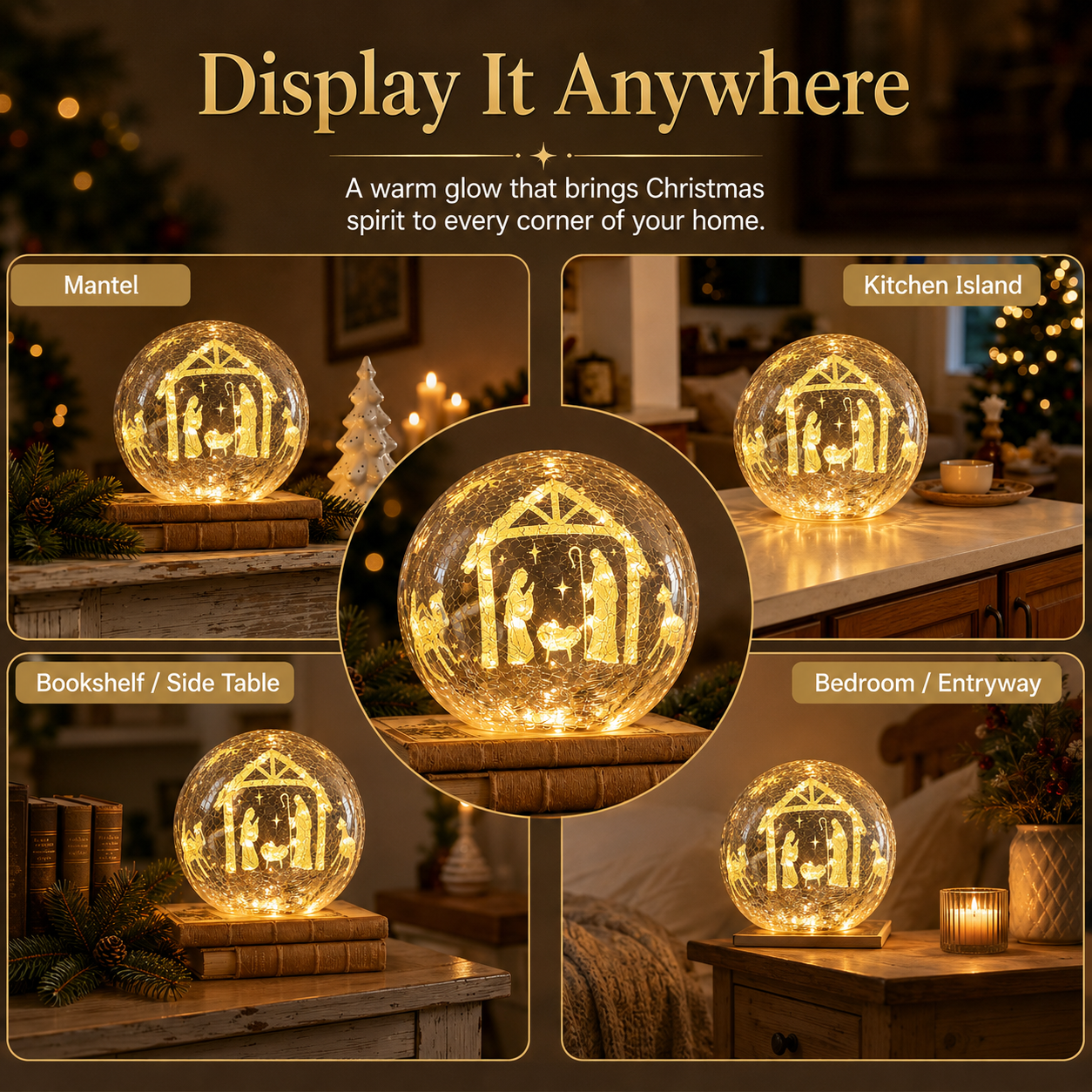 Lighted Crackle Glass Globe