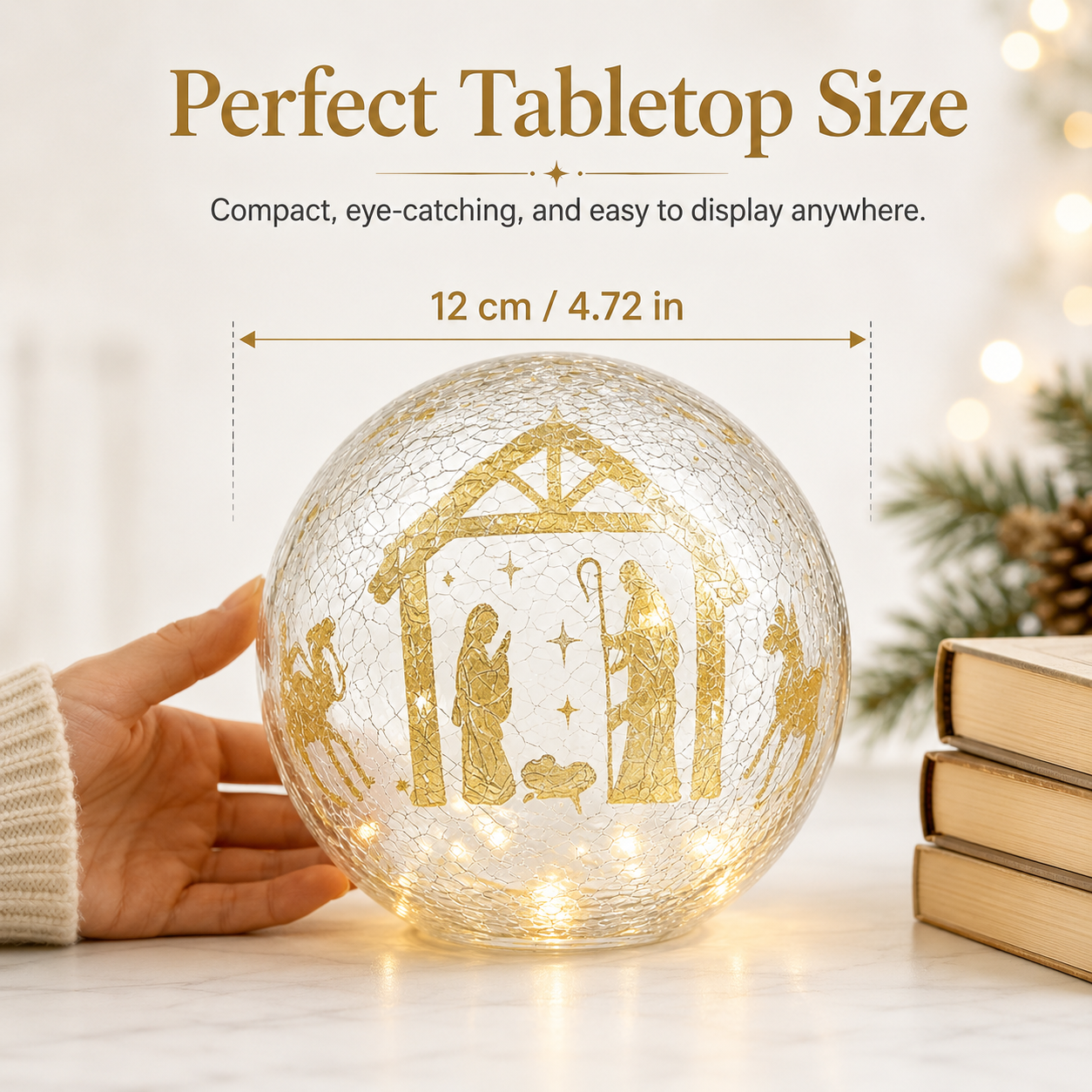 Lighted Crackle Glass Globe