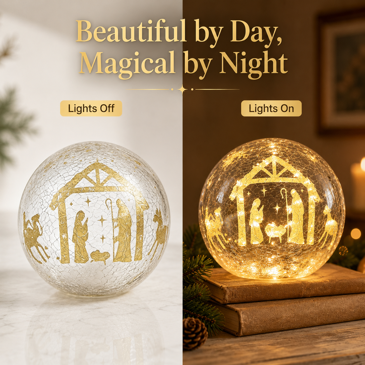 Lighted Crackle Glass Globe